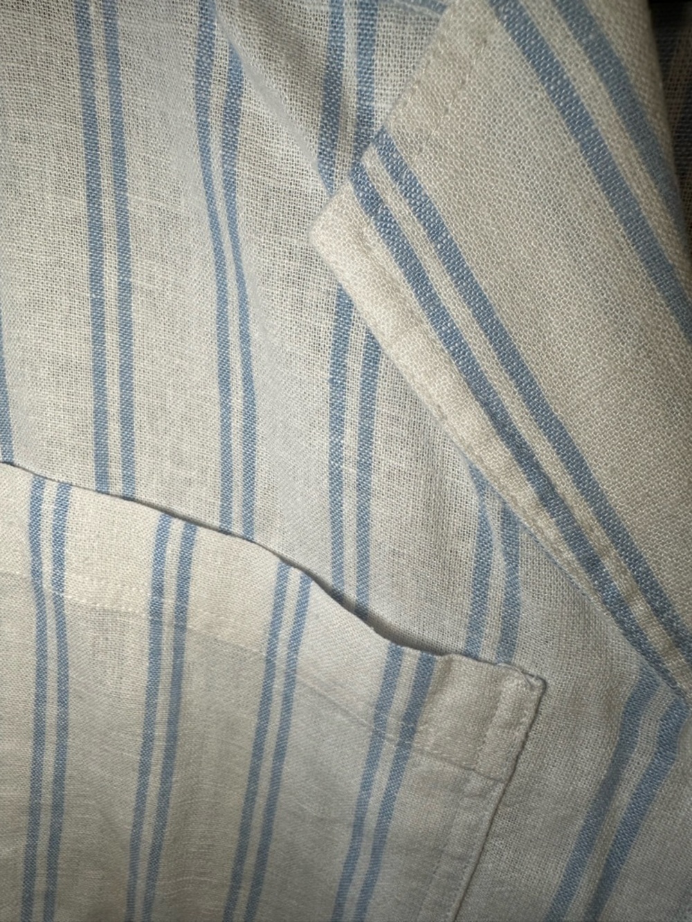 Buffalo David Bitton Linen Blend Striped Camp Shirt Top Blue White Small - Picture 6 of 11